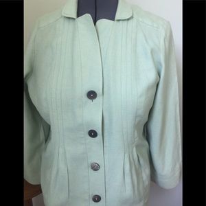Coldwater Creek linen soft green unlined blazer 12